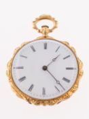 Dupont a lady's decorative pocket watch the white enamel dial having black Roman numerals and