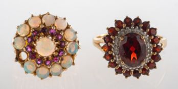 Two 9ct gold cluster rings,