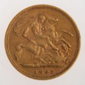 A half sovereign, a Victoria 1893, 4.0grams.