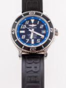 Brietling 1884 SuperOcean gentleman's wristwatch the round black dial having luminous quarter-hour