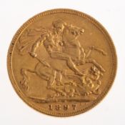 A full sovereign, Victoria 1897, 8.1grams.
