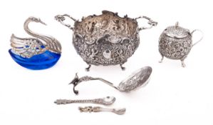 A mixed group of Continental silver including;