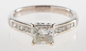 An 18ct gold princess-cut diamond ring,