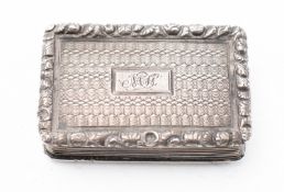 A George IV silver vinaigrette by Nathaniel Mills, Birmingham 1829, of rectangular form,