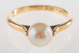 Ciro. A cultured pearl ring, pearl approx. 7.0mm, marked 9ct, Ciro, size L1/2, 2.1grams.