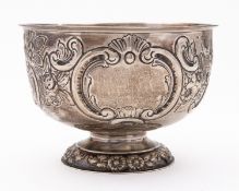 An Edward VII silver rose bowl by William Hutton & Sons Ltd, London 1903, Rococo revival style,