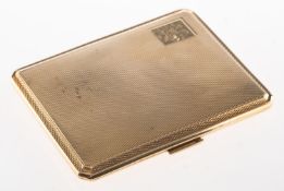 A 9ct gold cigarette case, with engine turned engraving to both sides