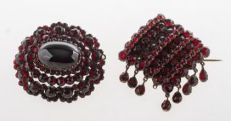 Two Victorian Bohemian garnet set brooches,