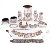 A mixed group of silver including;