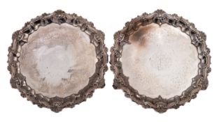 A pair of William IV silver salvers by Robert Hennell, London 1831,