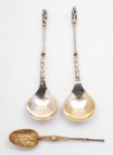 A cased pair of silver Apostle spoons by John Millward Banks, Birmingham 1892,
