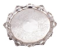 A George III silver salver, marks almost rubbed out, London, of small size,