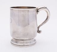 A George I silver mug by Jonah Clifton, London 1725, of circular straight sided form,