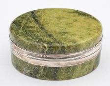 A Victorian silver mounted Connemara marble box by Andrew Barrett & Sons, London 1899, of oval form,