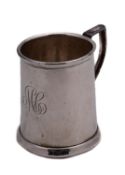 A George V silver christening mug by Ernest Druiff & Co, of inverted tapering form,