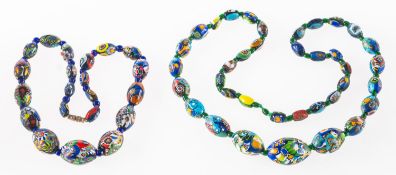 Two Murano glass necklaces, including a string of graduated oval Murano glass beads,