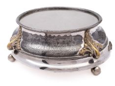 A Victorian silver plated cake stand, not marked, of circular shape,
