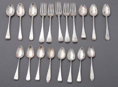 A mixed group of English and Irish George III silver flatware;
