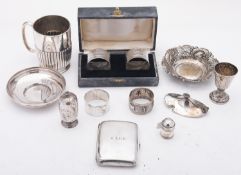 A mixed group of silver and silver plate including;