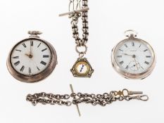 Two silver pocket watches to include a pair-cased silver pocket watch,