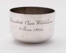 A George V Arts and Crafts silver christening tumbler cup by A. E.