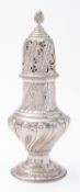 An Edward VII silver sugar caster by Samuel Walton Smith, London 1900, of vase form,