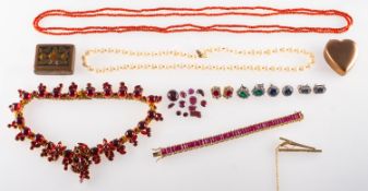 A mixed group of costume jewellery and other items,