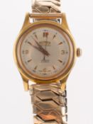 Roamer a gold-plated wristwatch the cream dial having raised baton numerals to the engine-turned