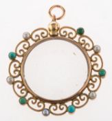 A Victorian turquoise and seed pearl locket,