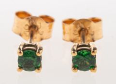 A pair of 9ct gold tsavorite garnet stud earrings,