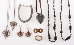 A mixed group of antique costume jewellery,