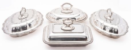 A pair of Victorian Sheffield plated entree dishes by Walker, Knowles & Co, Sheffield circa 1840,