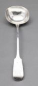 A William IV silver Fiddle pattern soup ladle by William Eaton, engraved initials J.B.