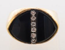 A black onyx and diamond ring,