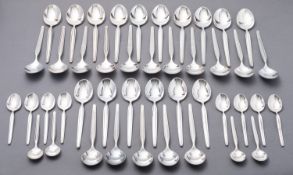An extensive mid 20th century German silver Fiodur pattern canteen of flatware by WMF, marked WMF,