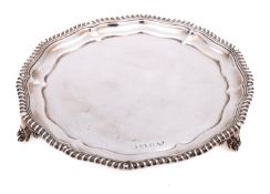 A George V silver salver by Elkington & Co Ltd, Birmingham date letter rubbed out,