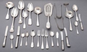 A mixed group of silver flatware including;