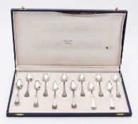 A cased set of twelve mid 20th century Italian silver coffee spoons by Mancini & Lefevre, Roma,