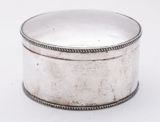 A 19th century Sheffield plate biscuit box, not marked, of circular form, domed hinge lid,