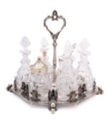 A Victorian silver plated six bottle cruet set by Padley, Parkin & Staniforth,