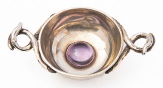 A Victorian Scottish silver gilt and pink cabochon quaiche by James & Walter Marshall,