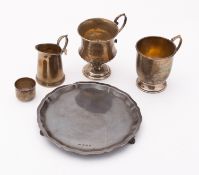 A mixed group of silver including; a small salver by Viner's Ltd, Sheffield 1935,