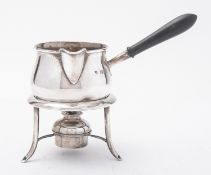 A Victorian silver brandy pan, stand and burner by Page, Keen & Page (Plymouth), London 1900,