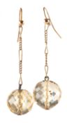 A pair of antique drop earrings, a pair of chain link drop earrings,