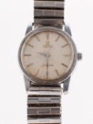 Omega Seamaster a gentleman's stainless steel wristwatch the silvered dial having raised baton