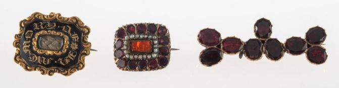 A group of three antique brooches,