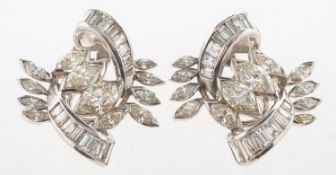 A pair of Art Deco style diamond ear clips,