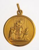A St. Christopher pendant, blank panel to verso, marked 750, diameter approx. 2.1cm, (not inc.