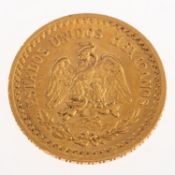 A Mexican 2.5 Peso gold coin, Dos Y Medio Pesos, 1920, 2.2grams.