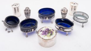 A mixed group of silver and silver plate including;